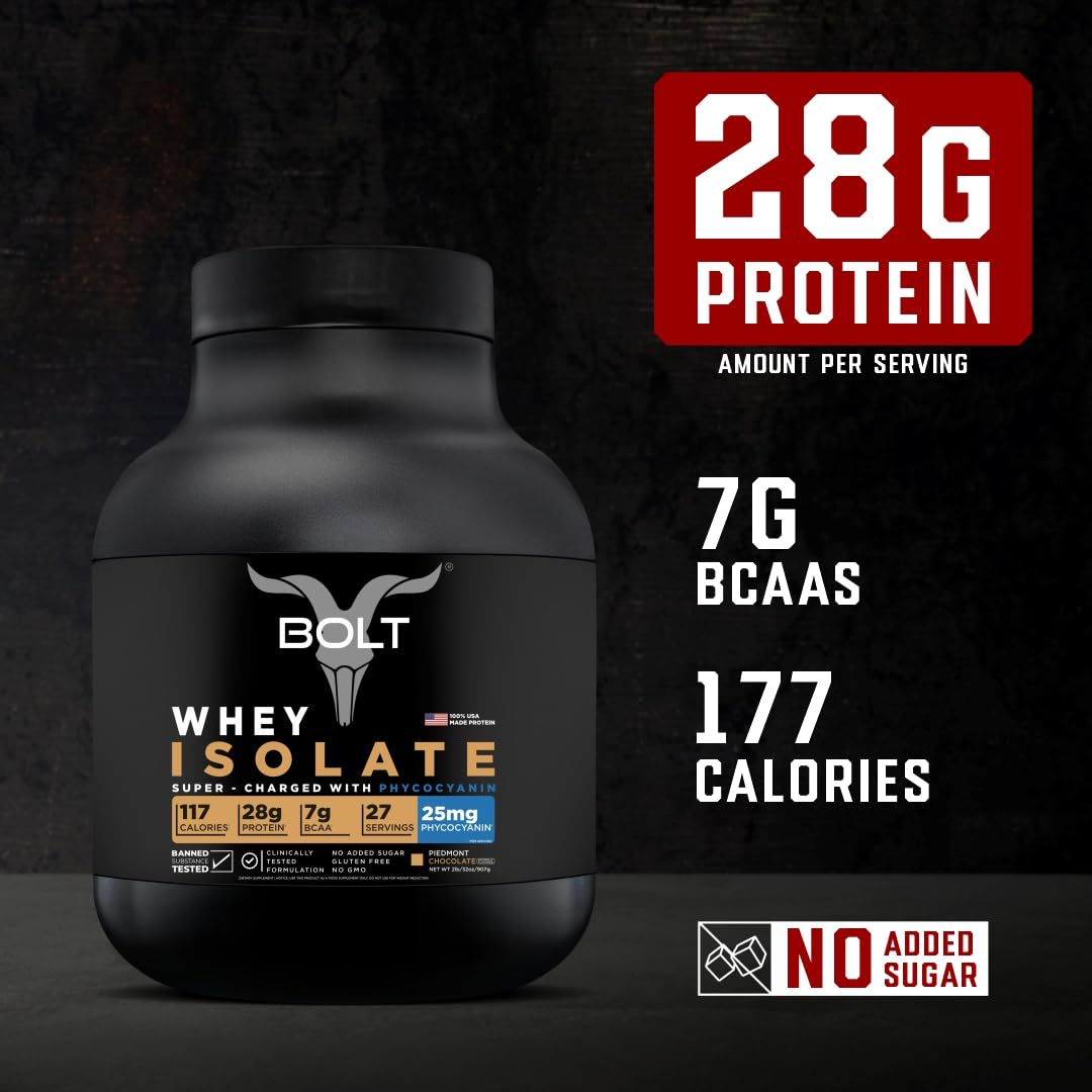 Bolt Nutrition Whey Isolate Protein Powder | with Superfood Phycocyanin | Muscle Strength Bolt Nutrition Au supplements