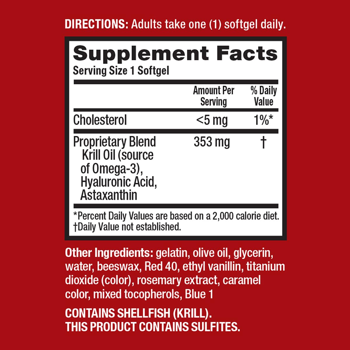 Omega-3 Krill Oil and Joint Supplement - Megared Joint Care 60 softgels - EPA/DHA fatty acids, Antioxidants, Hyaluronic acid, No fishy burp aftertaste as with Fish Oil MegaRed Au supplements