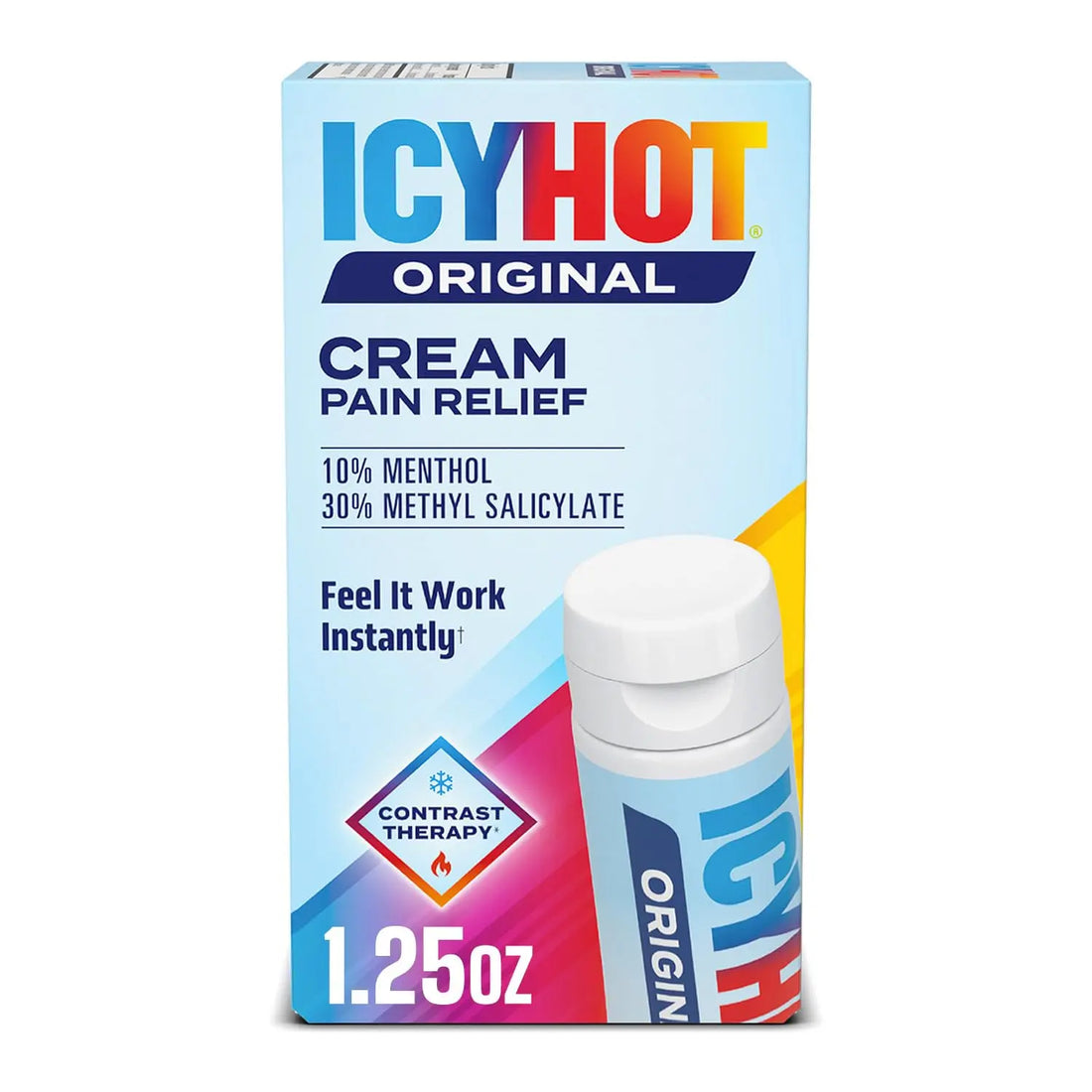 Icy Hot Original Pain Relief Cream, Fast-Acting Pain Relief with Menthol 10% and Methyl Salicylate 30%, Ice and Heat Contrast Therapy for Backaches, Joints, Muscle Strains and Arthritis, 1.25 oz Icy Hot uk supplements