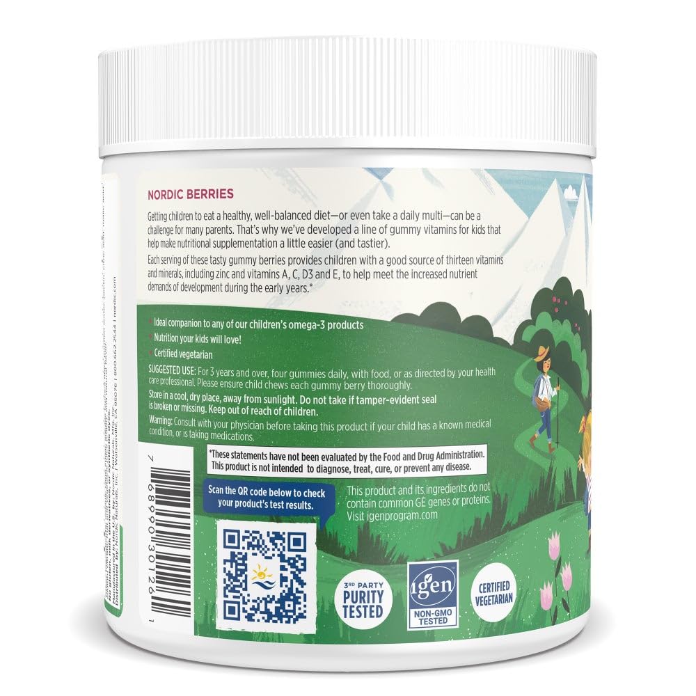 Nordic Naturals Nordic Berries, Cherry Berry - 120 Gummy Berries - Great-Tasting Multivitamin for Ages 2+ - Growth, Development, Optimal Wellness - Non-GMO, Vegetarian - 30 Servings Nordic Naturals Au supplements