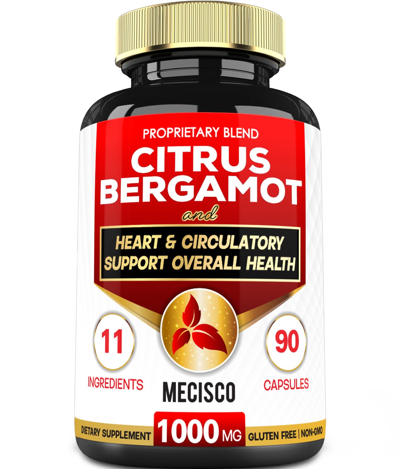 Mecisco 11 in 1 Citrus Bergamot Supplement 1000mg with Black Chokeberry, Berberine HCl & More - 90 Capsules - Supports Heart Health, Immune System, Energy Production Mecisco Au supplements