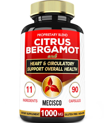 Mecisco 11 in 1 Citrus Bergamot Supplement 1000mg with Black Chokeberry, Berberine HCl & More - 90 Capsules - Supports Heart Health, Immune System, Energy Production Mecisco Au supplements