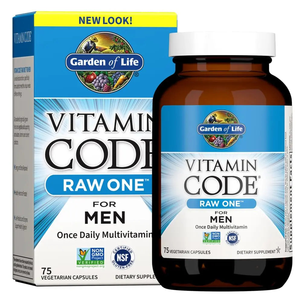 Garden of Life Vitamin Code Raw One for Men, Once Daily Multivitamin, 75 Capsules, One a Day Mens Vitamins Plus Fruit, Veggies & Probiotics for Mens Health Garden of Life