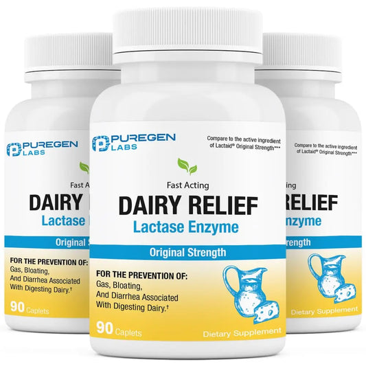 Puregen Labs Dairy Relief Natural Fast Acting Lactase Enzyme 3000 FCC, Lactose Intoleran P Puregen LabsAU supplements