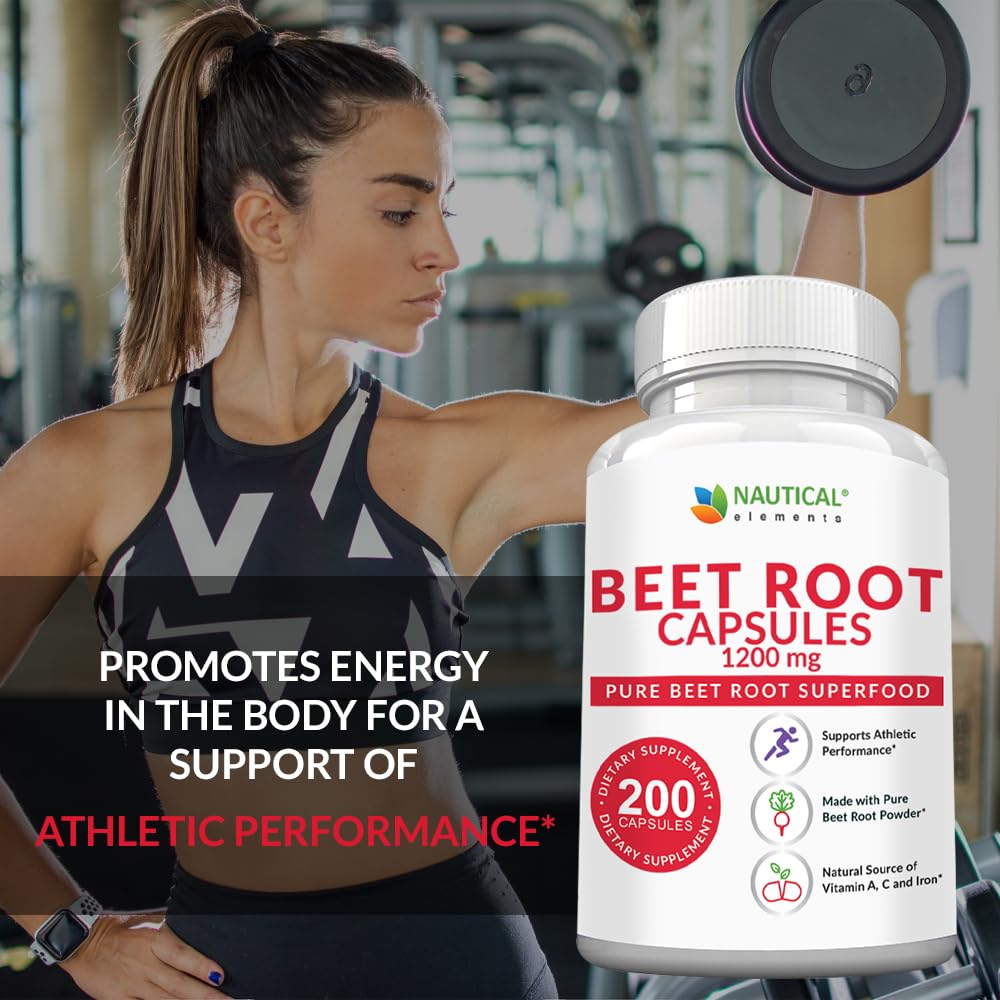 Beet Root Capsules - 1200mg Per Serving - 200 Beet Root Powder Capsules - Beetroot Nautical Elements Au supplements