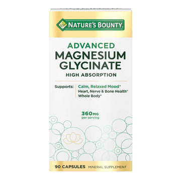 Nature's Bounty Calm Magnesium Glycinate Supplement - High Absorption Magnesium for Relaxed Mood, Heart & Bone Health, 90 Capsules Nature's Bounty Au supplements