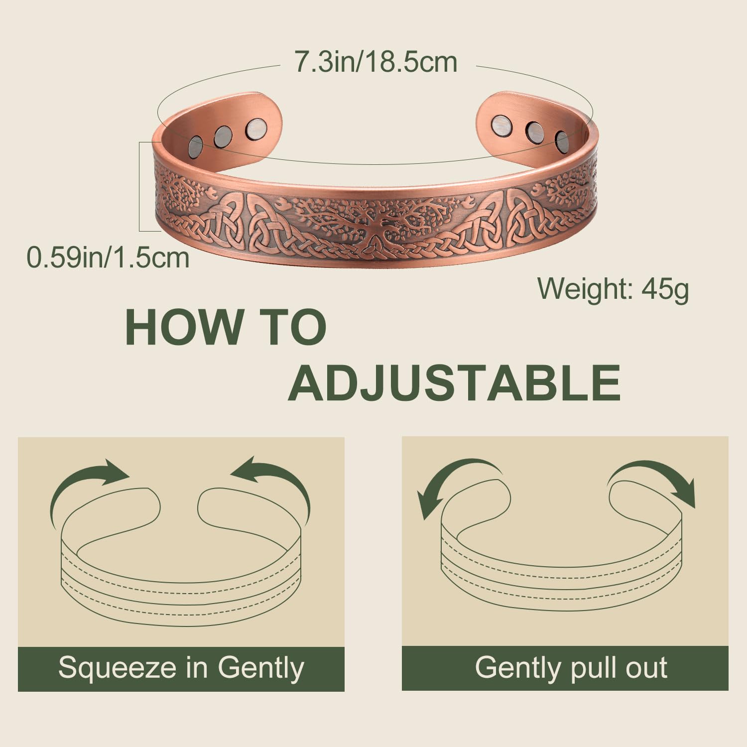MagEnergy Magnetic Copper Bracelet for Men Life of Tree, 99.99% Pure Copper Bangle MagEnergy Au supplements