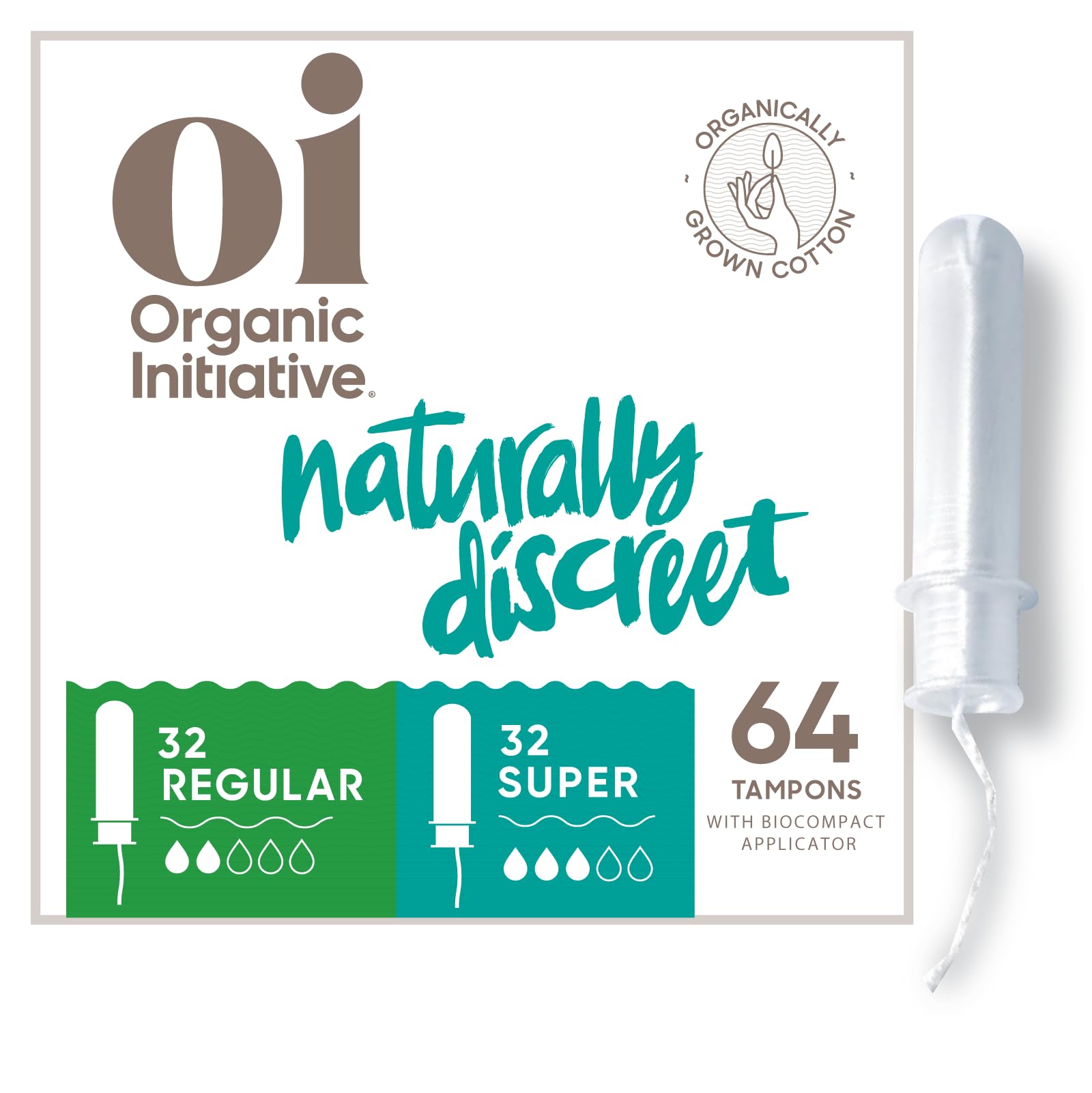 Oi | Organic Initiative - Tampons | Regular/Super Absorbency | Organic Cotton, Unscented oi Au supplements