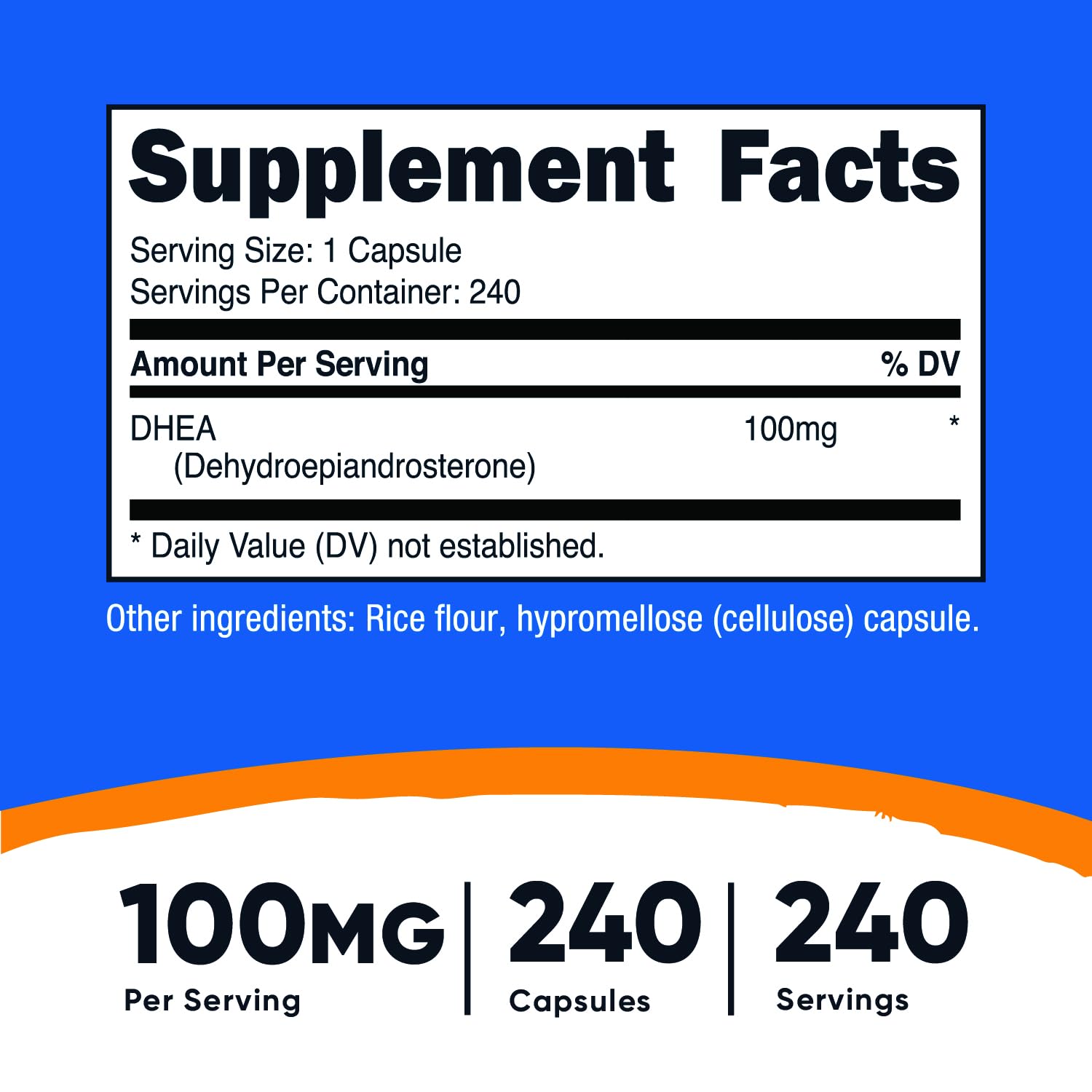 Nutricost DHEA 100mg, 240 Capsules - Gluten Free, Soy Free, Non-GMO, Supplement Nutricost Au supplements