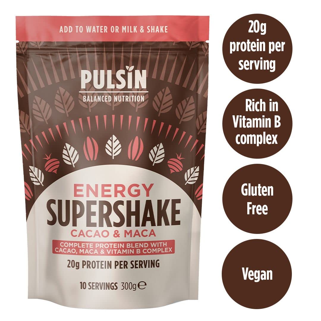 Pulsin - Cacao & Maca Vegan Supershake - 300g - Plant Based Vegan Energy Support Protein Powder Pulsin Au supplements