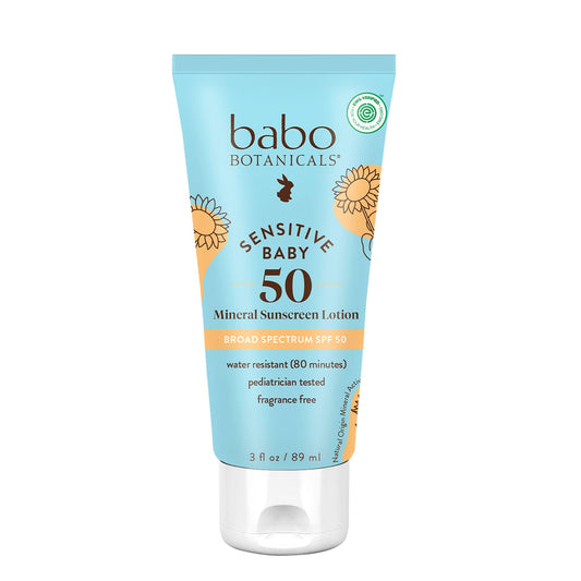 Babo Botanicals Sensitive Baby Mineral Sunscreen Lotion SPF50 - Natural Zinc Oxide - Face & Body - Fragrance-Free - Water-Resistant Babo BotanicalsUS supplements