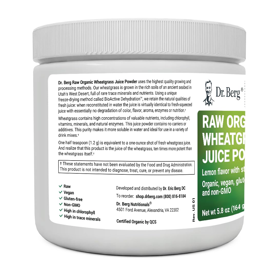 Dr. Berg's Raw Wheatgrass Juice Powder (60 Servings) - USDA Certified Organic Dr. Berg Nutritionals Au supplements