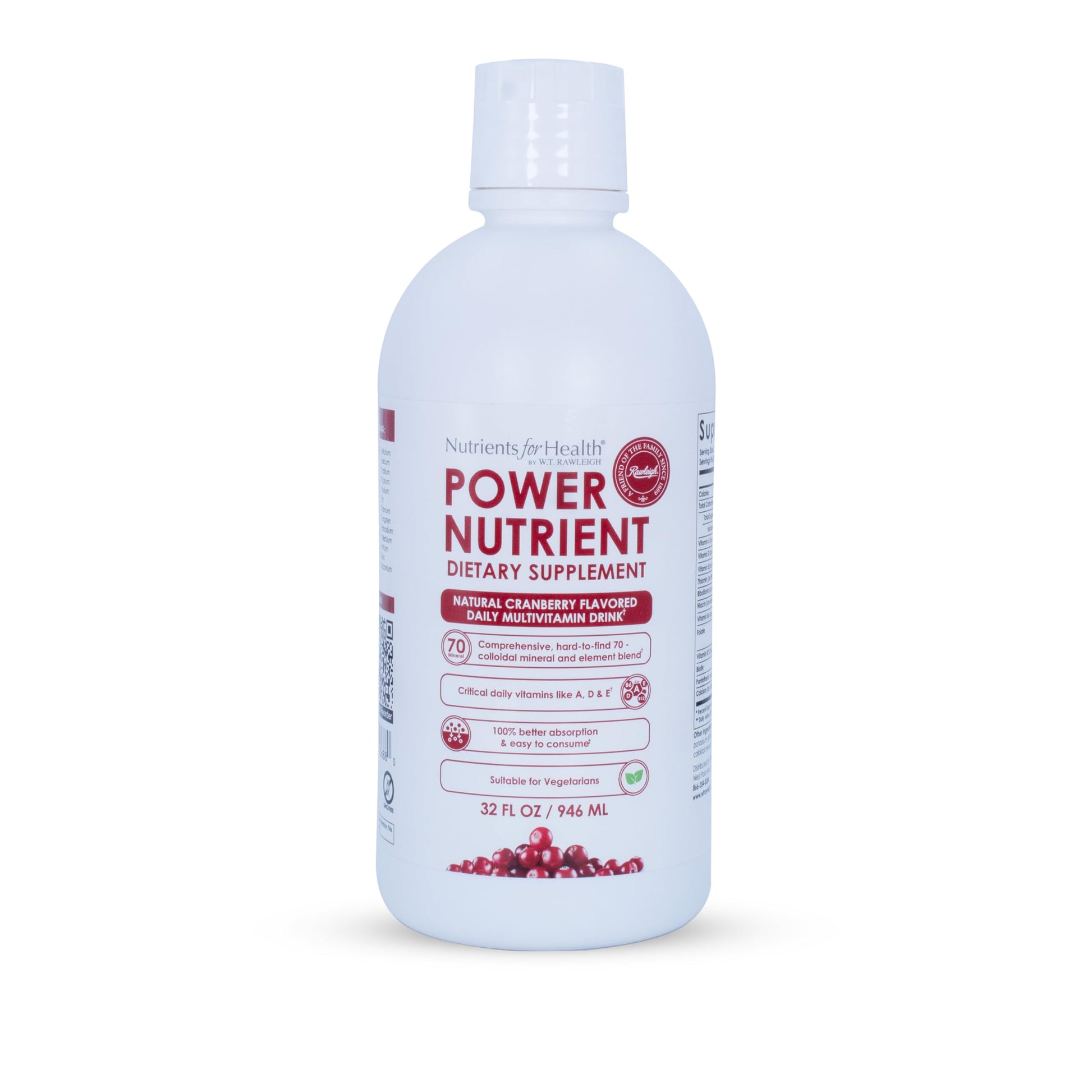 Rawleigh Power Nutrient: 32 fl oz for 1 Month - Cranberry Flavor, Daily Multivitamin Liquid Supplement for Men, Women with VIT. A - zinc & 70 Colloidal Trace Minerals, Vegetarian-Friendly, GMO Free Rawleigh Au supplements