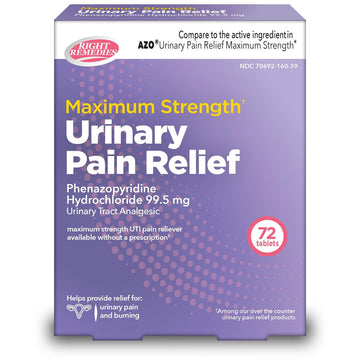 RIGHT REMEDIES Urinary Pain Relief Phenazopyridine HCl 99.5mg Tablets | Maximum Strength OTC for Fast Relief of UTI Pain, Burning and Bladder discomfort | Generic AZO Maximum Strength (72 Count) RIGHT REMEDIES Au supplements