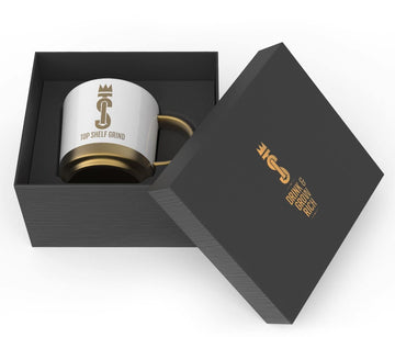 Top Shelf Grind Coffee Mug - The Prosperity Cup (Drink & Grow Rich) - White & Gold Join Top Shelf Grind Au supplements
