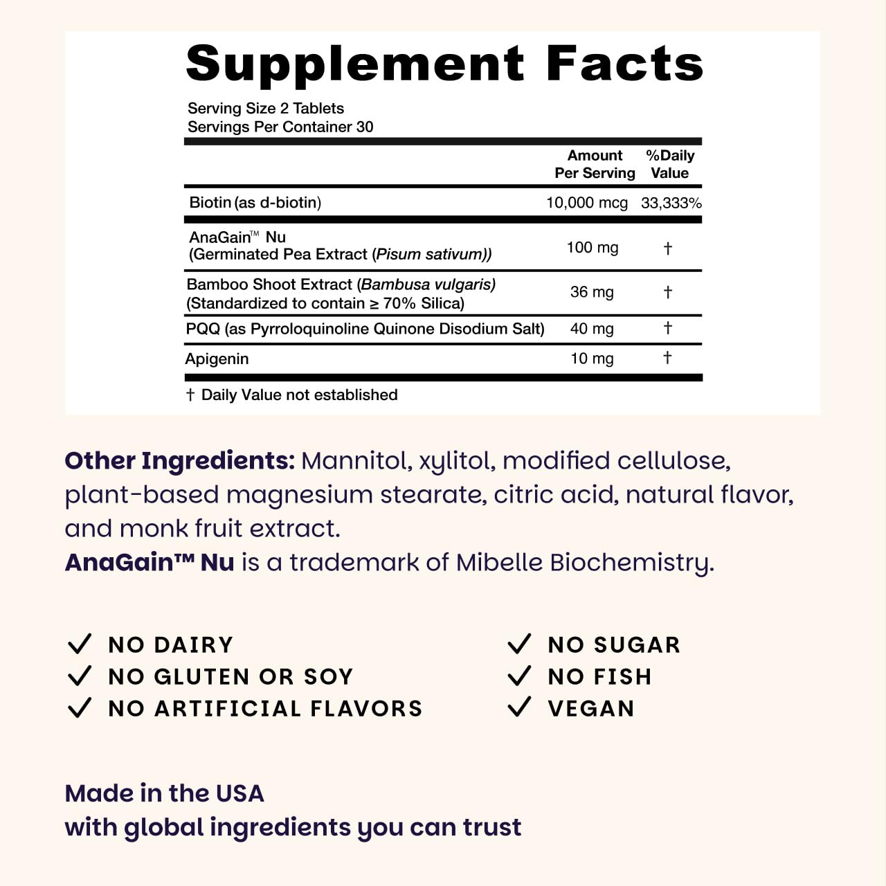 EZ Melts Hair Health Complete - Hair Supplement to Support Strength & Growth - Includes AnaGain Nu, Biotin, Apigenin, Bambo Silica & More - 60 Sublingual Tablets (30 Servings) EZ Melts Au supplements