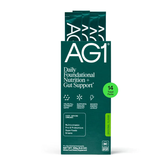AG1 Athletic Greens Powder Supplement, Improve Gut Health, Multivitamin, Probiotic, Gluten Free, Vegan and Keto Friendly, 75 Vitamins (Travel Packs, 14 Count) - Classic Formula AG1Au supplements