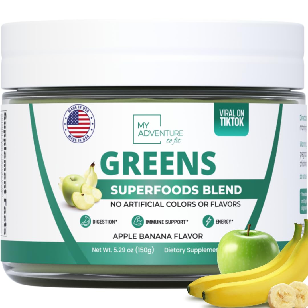 Green Superfood Powder for Digestion & Gut Health - Keto Friendly Superfood Greens Blend Powder for Immune Support - Powdered Greens Supplement for Immune Boost - Apple Banana Flavor My Adventure to Fit Au supplements