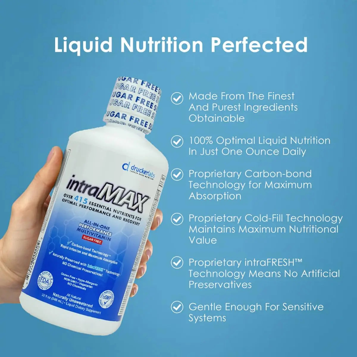 intraMAX Drucker Labs Organic Sugar-Free All-in-One Performance Liquid Multivitamin for Men & Women | Non-GMO, Gluten & Dairy Free | with Magnesium, Zinc, Vitamins D, C & E | 32 oz intraMAX Au supplements