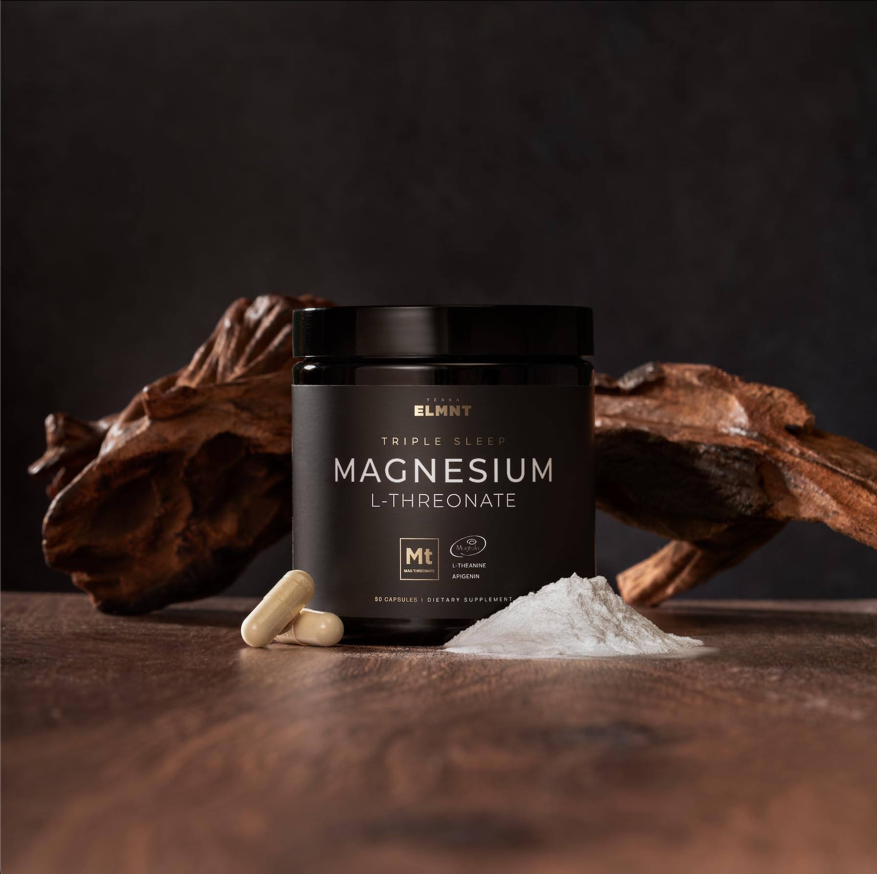 Triple Sleep Magnesium L-Threonate w. Apigenin, Theanine & Magtein Magnesium L Threonate - High Absorption Magnesium Supplement Capsules for Men and Women Magnesium Powder Pills TERRA ELMNT Au supplements