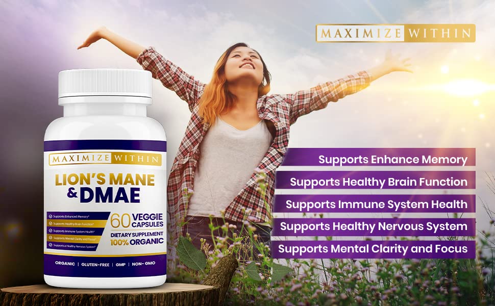 Lion's Mane & DMAE Capsules: Enhance Memory, Boost Mental Clarity Maximum Slim Au supplements