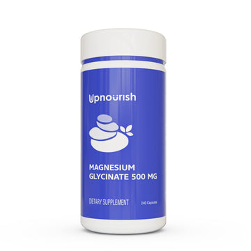 UpNourish Magnesium Glycinate Chelate 500mg Capsules - Highly Absorbable Chelated Magnesium - Pure Magnesium Supplement for Sleep & Calm Support, Nervous, Muscle & Bone Health UpNourish Au supplements