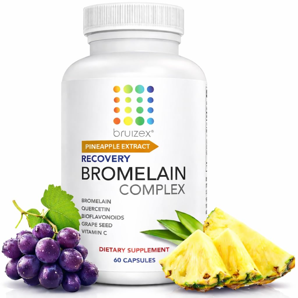 Bruizex Bromelain & Quercetin Recovery Complex - Post Surgery Recovery Bruising, Swelling Relief, Lymphatic Drainage - Post 360 lipo, BBL, Liposuction, Tummy Tuck - Non GMO - 60 Capsules Bruizex Au supplements