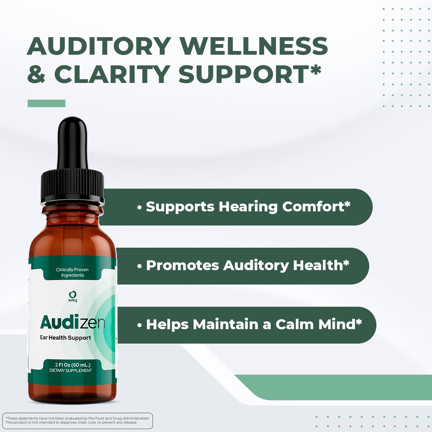 Audizen Drops – Natural Daily Liquid Supplement with Herbal Extracts, Maca Root, Green Tea, Grape Seed & Ginseng – Non-GMO, Gluten-Free, Plant-Based, GMP Certified, Made in USA - 30ml, 3 Month Supply Orby Au supplements