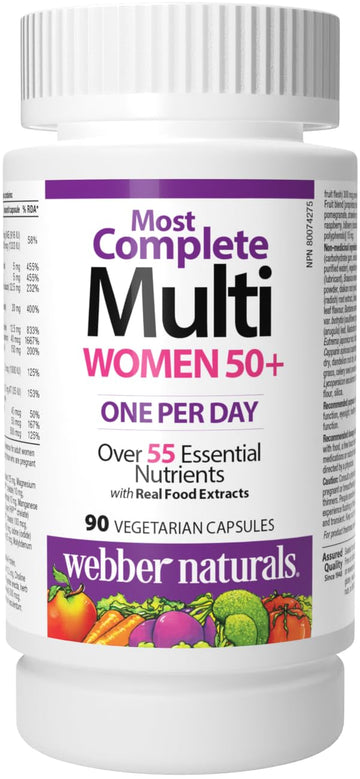 Webber Naturals Women's 50+ Most Complete Multi, 90 Vegetarian Capsules Webber Naturals Au supplements