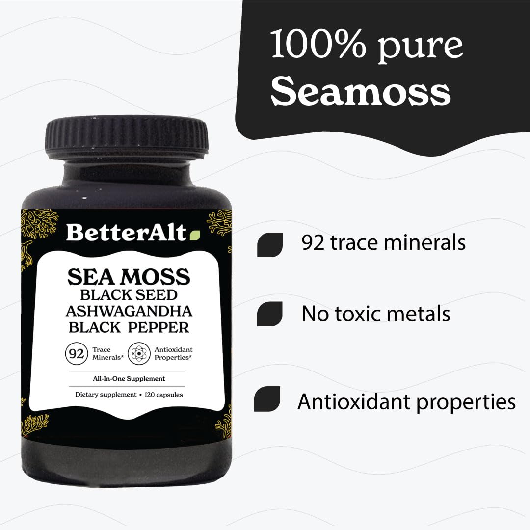 Better Alt Sea Moss Capsules- Irish Sea Moss with Black Seed Oil, Ashwagandha & Black Better Alt Au supplements