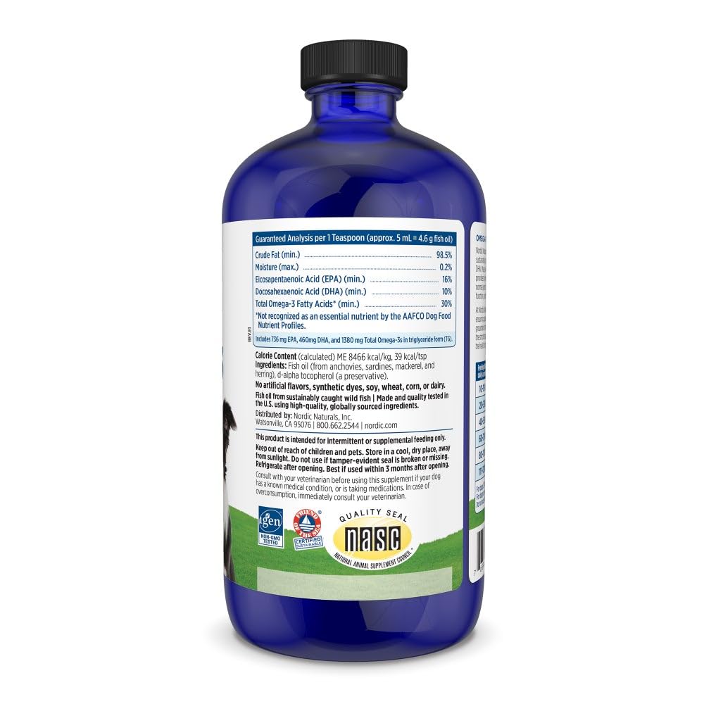 Nordic Naturals Omega-3 Pet, Unflavored - 16 oz - 1380 mg Omega-3 Per Teaspoon - Fish Oil for Large to Very Large Dogs with EPA & DHA - Promotes Heart, Skin, Coat, & Immune Health Nordic Naturals Au supplements