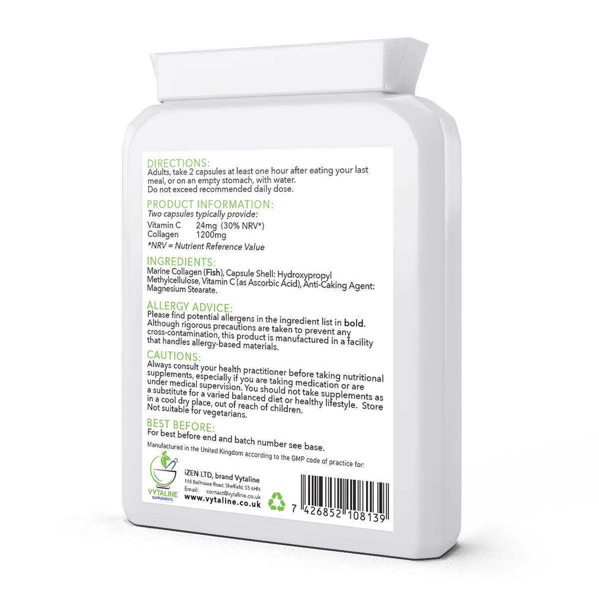 Marine Collagen Supplement for Women with Vitamin C - High Strength 600mg of Pure Hyaluronic VYTALINE Au supplements