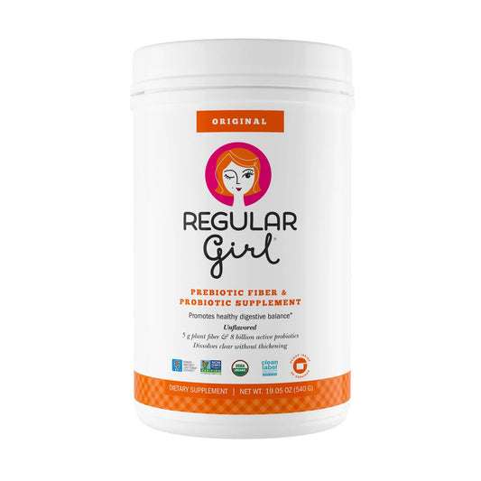 Regular Girl Organic Powder, Prebiotic Fiber Supplement and Probiotics for Women, Low FODMAP, 90 Day Bulk Supply, Unflavored, 90 Servings Regular GirlAU supplements
