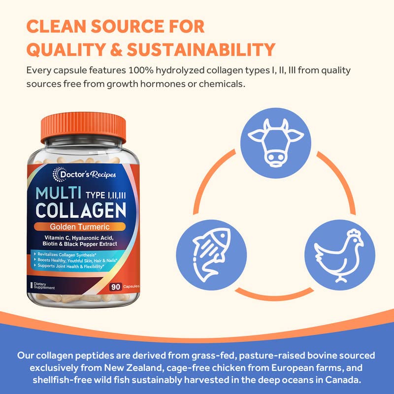 Doctor's Recipes Multi Collagen Complex with Golden Turmeric, Vitamin C, Biotin, Hyaluronic Doctor's Recipes Au supplements