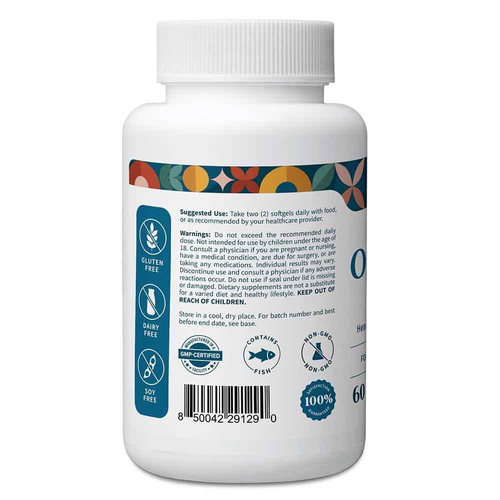 Pattern Wellness Omega 3 Softgels - Pure Fish Oil Formula - Helps Maintain Brain, Heart & Joint Health - 3rd Party Lab Tested - Non-GMO, Dairy-Free, Gluten-Free - 60 Softgels Pattern Wellness Au supplements