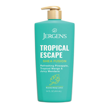Jergens Shea Fusion Tropical Escape Body Lotion, Moisturizer with Shea Butter & Vitamin E, 14 Fl Oz