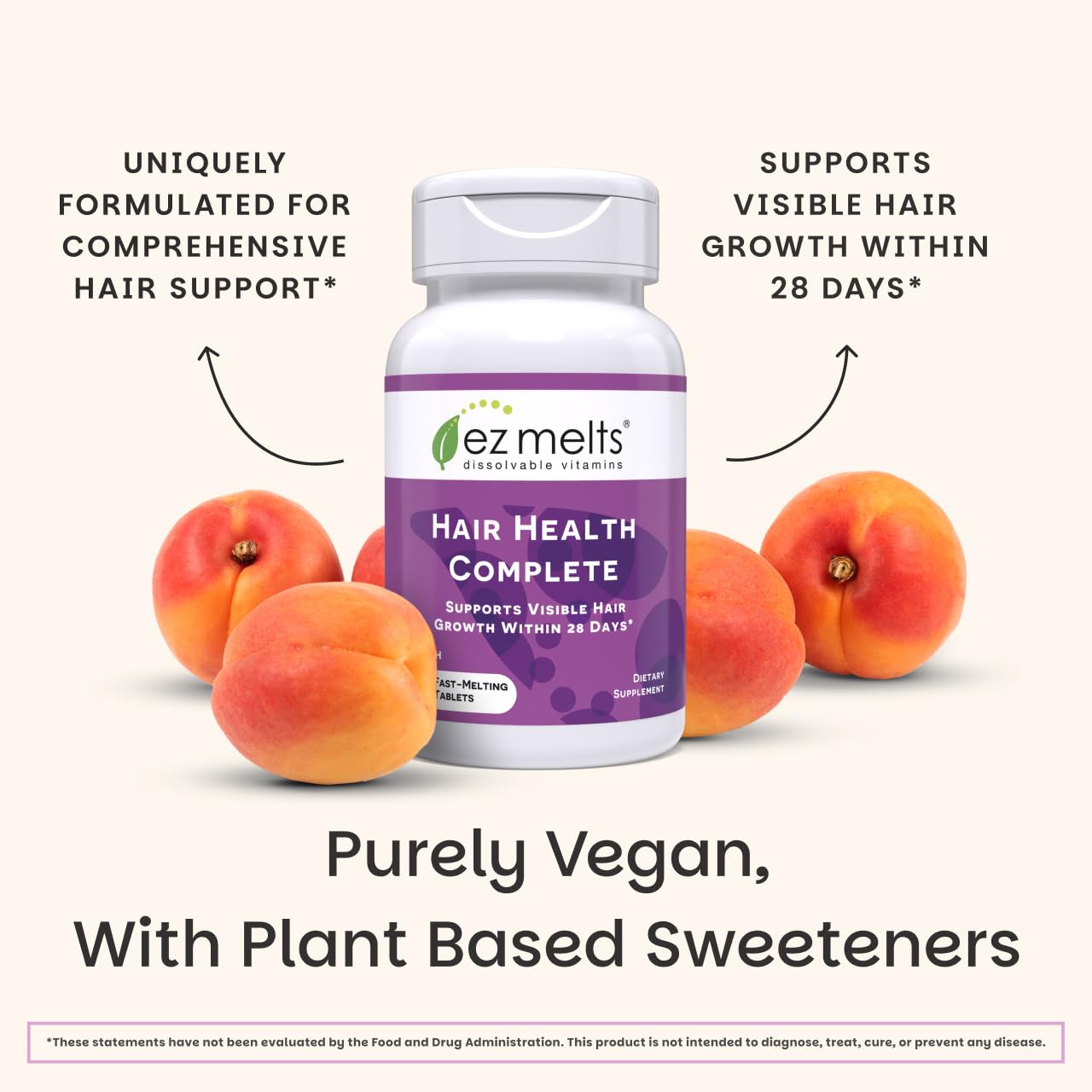 EZ Melts Hair Health Complete - Hair Supplement to Support Strength & Growth - Includes AnaGain Nu, Biotin, Apigenin, Bambo Silica & More - 60 Sublingual Tablets (30 Servings) EZ Melts Au supplements