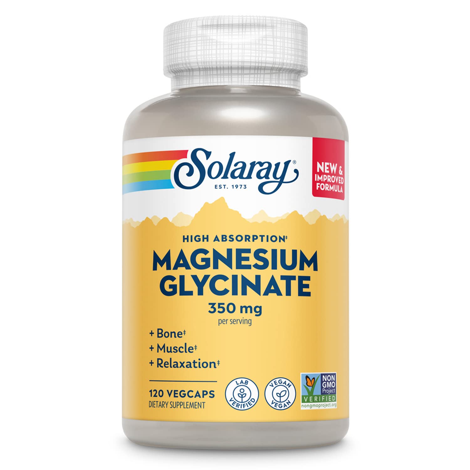 SOLARAY Magnesium Glycinate Capsules, Chelated Magnesium Bisglycinate w/BioPerine, Higher Absorption Magnesium Supplement - Bones, Muscles, Heart Support, Vegan (30 Servings, 120 VegCaps) SOLARAY Au supplements