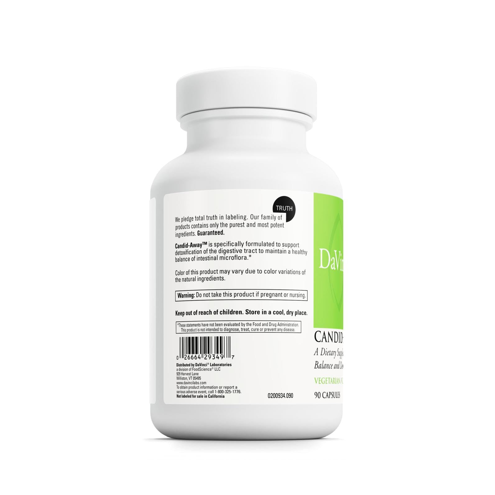 DAVINCI Labs Candid-Away - Digestive Gut Health Support, Immune System Support with Digestive Enzymes, Calcium, Magnesium & More* - 90 Vegetarian Capsules (30 Servings) DAVINCI Au supplements