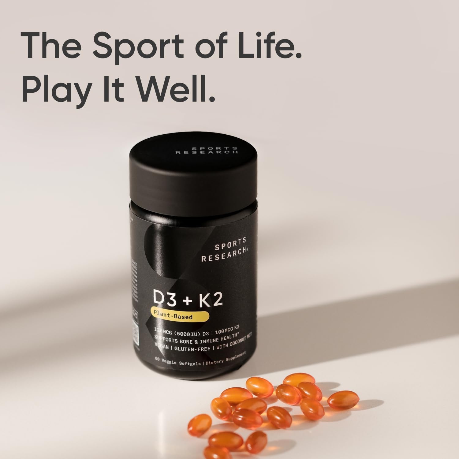 Sports Research Vegan Vitamin D3 + K2 Supplement with Organic Coconut Oil - 5000iu Sports Research Au supplements