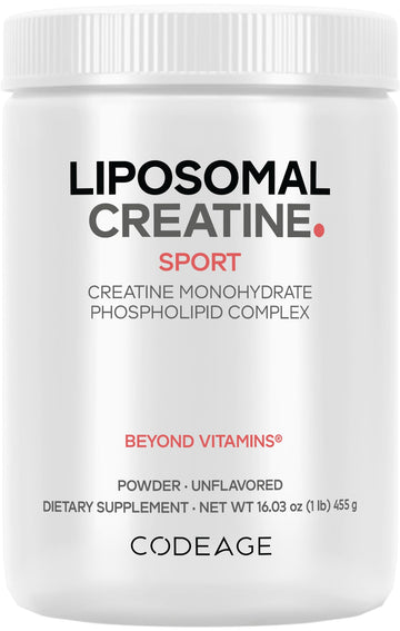 Codeage Liposomal Creatine Powder Supplement - 3-Month Supply - 5000mg Creatine Monohydrate Pre Workout & Post Workouts - Unflavored Creatine, Pure Creatine Powder, Creatinine for Sports - 90 Servings Codeage Au supplements