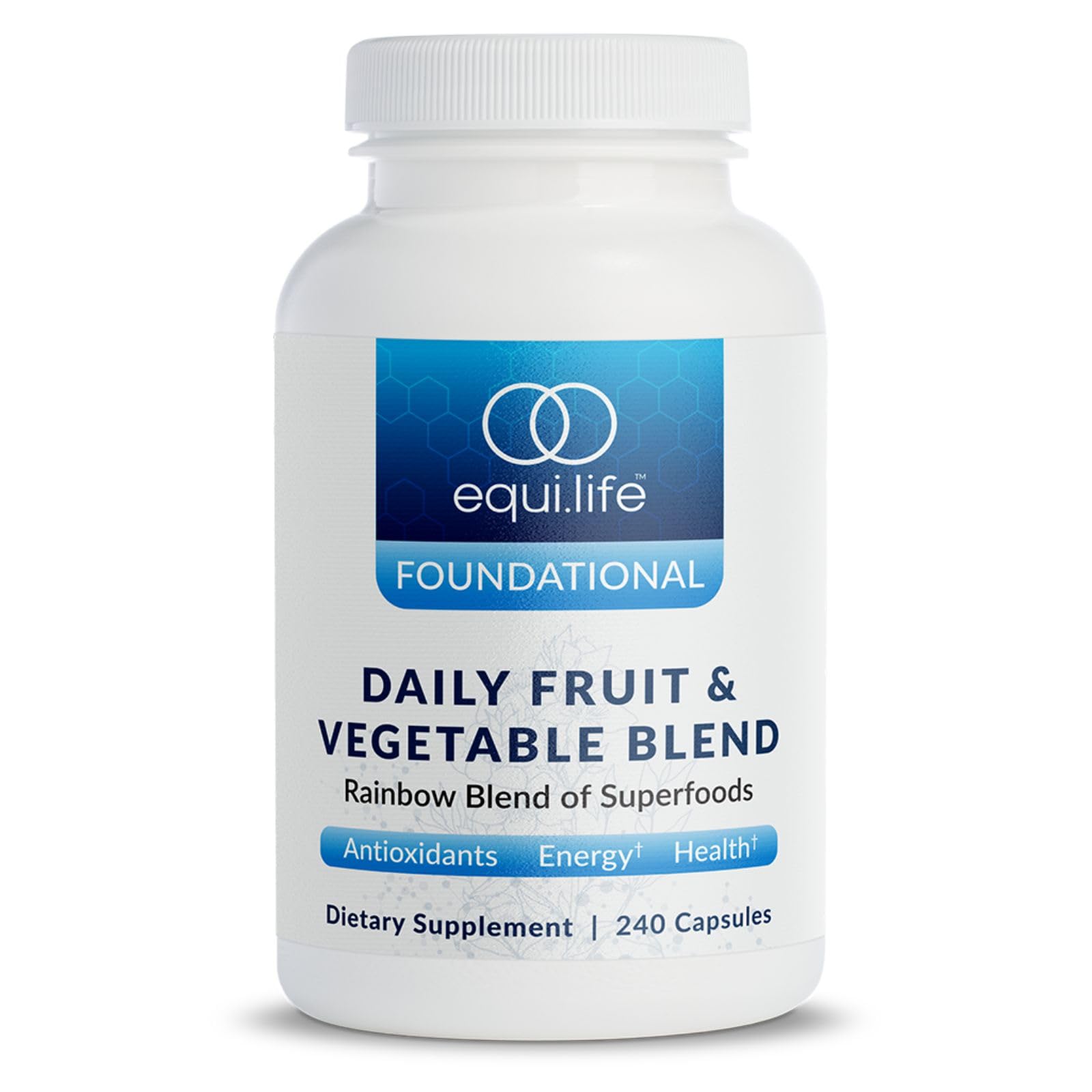 Equilife Daily Fruit & Vegetable Blend, Superfood Antioxidant Supplement Capsules, Nutrient Dense with Vitamin C, Fiber, and 9 Essential Amino Acids, Supports Energy, Vegan 240 Capsules Equilife Au supplements