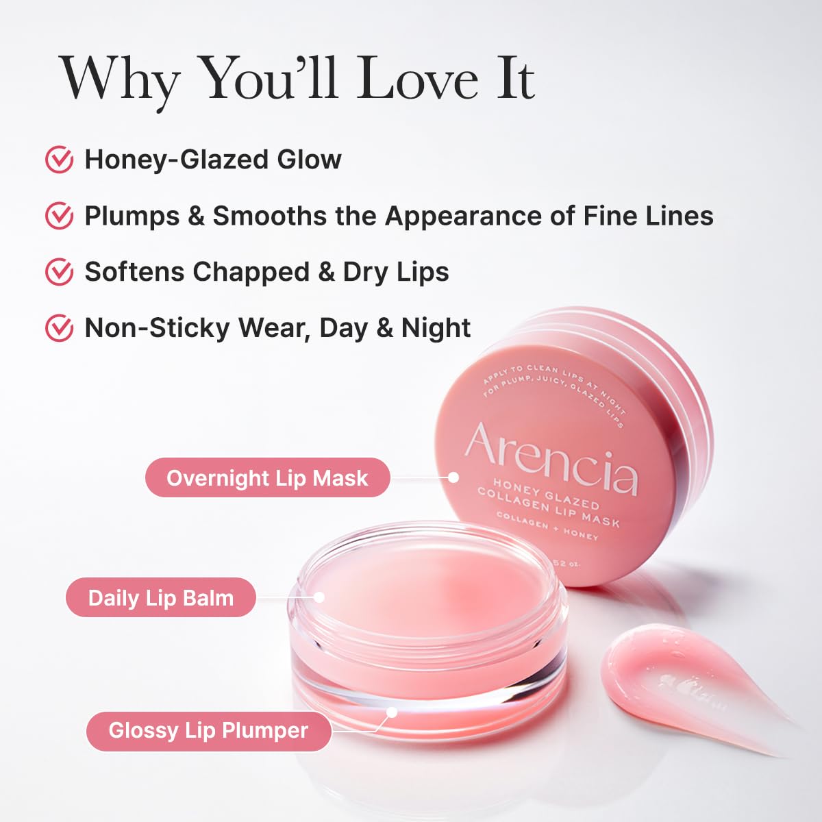 Arencia Honey Glazed Collagen Lip Mask, Overnight Lip Treatment with Collagen and Honey, 0.52 oz ARENCIA Au supplements