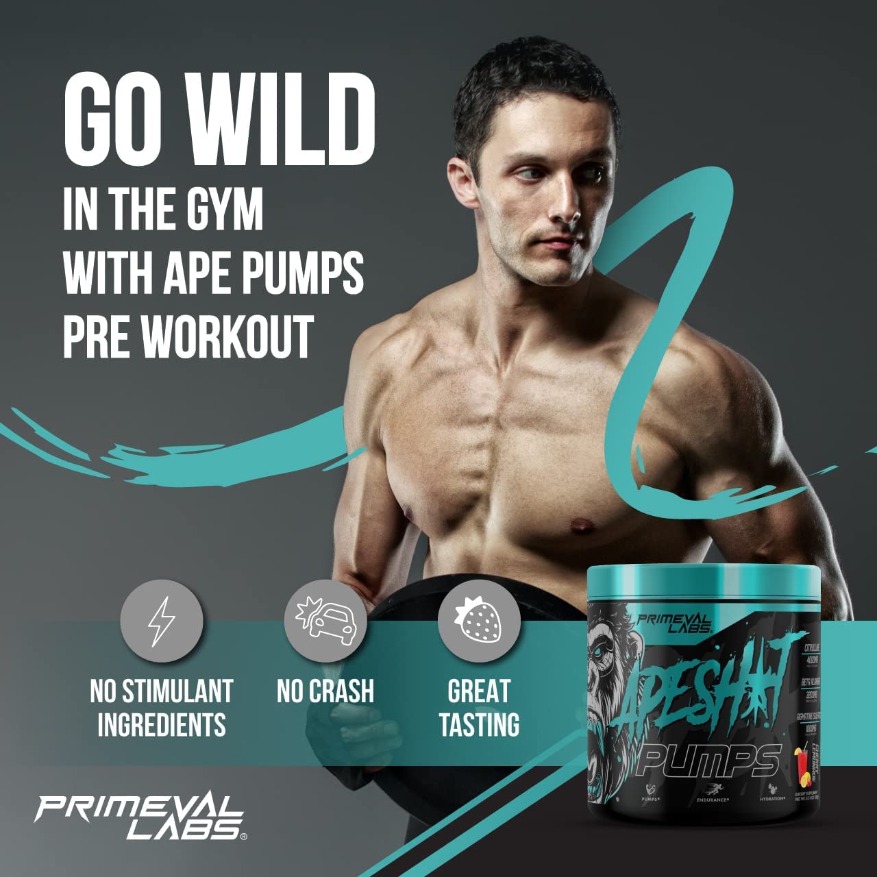 Primeval Labs Ape Pumps Natural Pre Workout Powder | Caffeine Free Preworkout Primeval Labs Au supplements