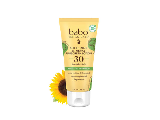 Babo Botanicals Zinc Sunscreen Lotion SPF 30 with 100% Mineral Actives, Non-Greasy, Water-Resistant, Fragrance-Free Babo BotanicalsUS supplements