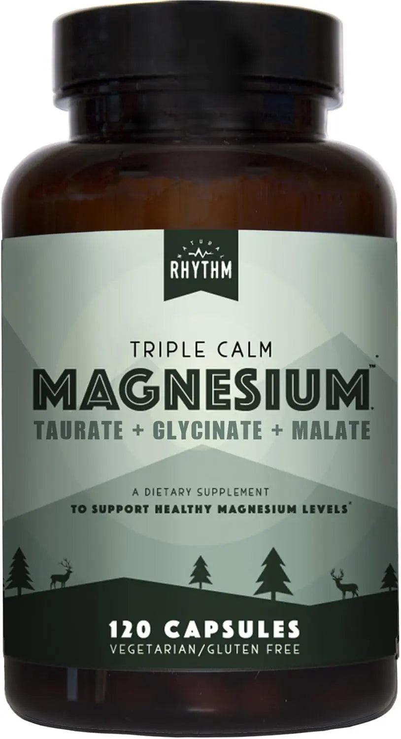 Natural Rhythm Triple Calm Magnesium Complex - 120 Capsules, Chelated Magnesium Glycinate, Taurate & Malate, High Absorption Supplement for Sleep, Stress, Muscle & Heart Support, Non-GMO, Vegan Natural Rhythm Au supplements
