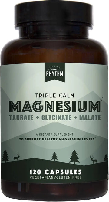 Natural Rhythm Triple Calm Magnesium Complex - 120 Capsules, Chelated Magnesium Glycinate, Taurate & Malate, High Absorption Supplement for Sleep, Stress, Muscle & Heart Support, Non-GMO, Vegan Natural Rhythm Au supplements