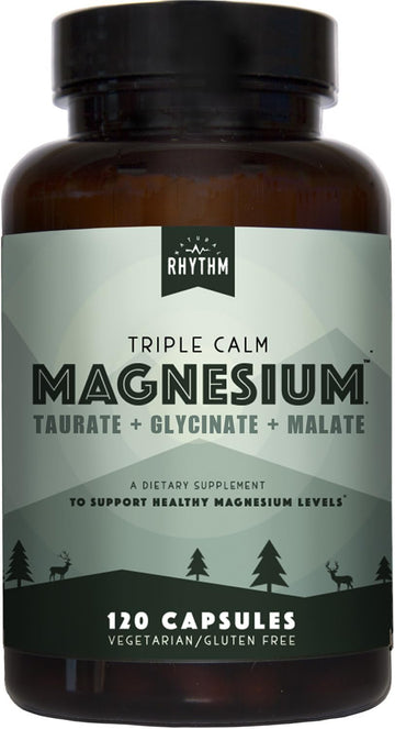 Natural Rhythm Triple Calm Magnesium Complex - 120 Capsules, Chelated Magnesium Glycinate, Taurate & Malate, High Absorption Supplement for Sleep, Stress, Muscle & Heart Support, Non-GMO, Vegan Natural Rhythm Au supplements