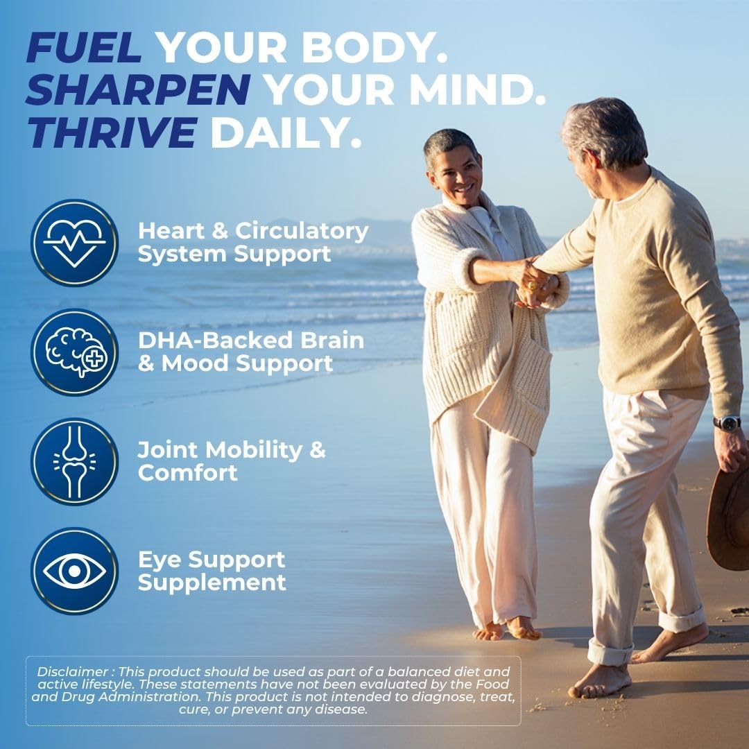 Vital Omega 3 Fish Oil Supplements 2400mg | 864mg EPA & 576mg DHA | 1440mg Total Omega-3 Fatty Acids | Promotes Brain & Heart Health | Non-GMO, Gluten-Free, Sugar-Free | Lemon | 60 Day Servings VITAL NUTRITIVE Au supplements