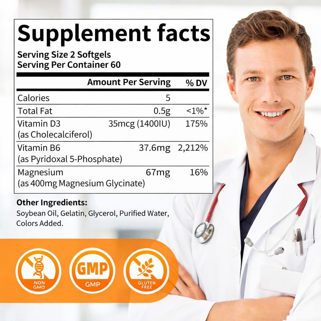 Magnesium Glycinate 400mg Softgels with Vitamin D3 & B6,Small Easy to Swallow Gel Caps,High Absorption, Gentle on Stomach,Supports Sleep, Muscle & Calm,Bone Health,120 Softgels Alliwise Au supplements